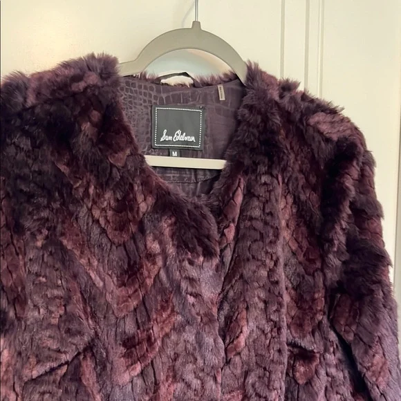 Sam Edelman Faux Fur Jacket in Rich Burgundy - Picture 2 of 5